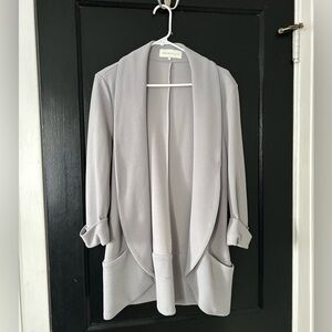 Chic Light Gray Open Front Cardigan